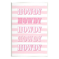 Stupell Industries Howdy Pink & White Stripes Wall Plaque Art by Martina Pavlova