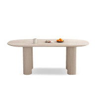Hokku Designs 70.87" Creamy white Oval Sintered Stone Dining Table