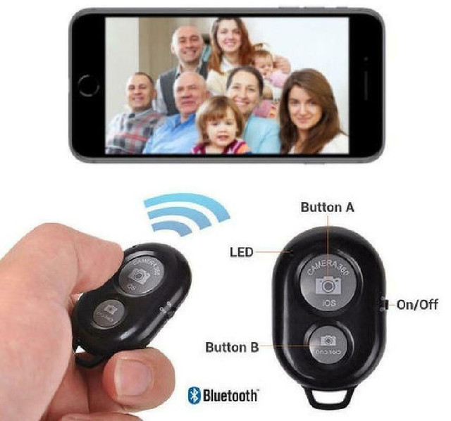 Selfie Bluetooth Wireless Remote Control Camera Shutter Release Selfie Timer - Black in Cameras & Camcorders in West Island - Image 2