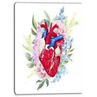 Made in Canada - Design Art Heart with Flowers Digital Graphic Art on Wrapped Canvas
