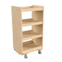 Bright Beginnings Bright Beginnings Commercial Wooden Mobile Cart With 4 Shelves And Locking Caster Wheels