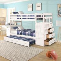 Harriet Bee Bora Twin Over Twin 4 Drawer Standard Bunk Bed with Trundle by Harriet Bee