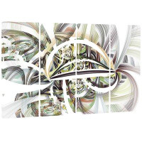 Design Art Symmetrical Spiral Fractal Flowers - Digital 4 Piece Graphic Art on Wrapped Canvas Set