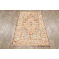 Rugsource One-of-a-Kind Hand-Knotted New Age Oushak Beige 3'1" x 4'10" Wool Area Rug