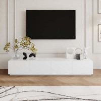 Hokku Designs Comerico Modern Wood TV Stands, Minimalist Long Media Console with 4 Drawers, Fully-Assembled