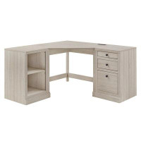 Laurel Foundry Modern Farmhouse Albali 40 In. Corner Desk With USB Chargers And 3-Drawer File Cabinet