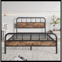 Williston Forge Bed Frames with Wood Headboard and Footboard Vintage Brown