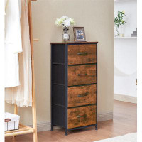 17 Stories Tall Dresser For Bedroom With 4 Drawers, Storage Chest Of Drawers With Removable Fabric Bins,Rustic Brown