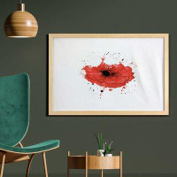East Urban Home Ambesonne Poppy Flower Wall Art With Frame, Head Of A Herbaceous Plant Opiate With Messy Colour Splashes