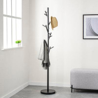Wildon Home® 18-Hook Modern Tree Branch Themed Metal Standing Coat Rack, Black