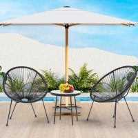 Ebern Designs 3 Pieces Patio Furniture Set Acapulco Chairs with Glass Top Table