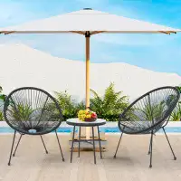 Ebern Designs 3 Pieces Patio Furniture Set Acapulco Chairs with Glass Top Table
