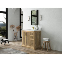 Wildon Home® 36 In. W X 22 In. D Alys Bathroom Teak Vanity Centre Sink In Whitewashed With 2 In. Carrara Marble