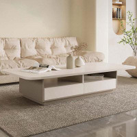 Great Deals Trading 51.18" Beige Manufactured Wood Rectangular Coffee Table