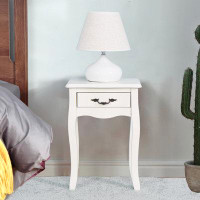 House of Hampton Simple 14.96 In. White Rectangle Wood Side Table End Table With Drawer, Storage Table For Living Room,