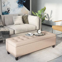 Latitude Run® Leather Upholstered Storage Bench