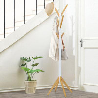 Corrigan Studio Bamboo Coat Rack Stand Freestanding Hall Tree Hanger Organizer W/6 Hooks