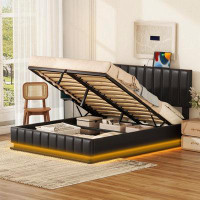 Ivy Bronx Upholstered Bed With Hydraulic Storage System And LED Light