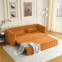 Rosdorf Park Modern Upholstered 3 Seats Lounge Sofa with Rolled Arms Decorated with Copper Nails