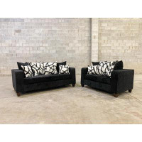 Latitude Run® Riju Black Fabric Sofa and Loveseat Set