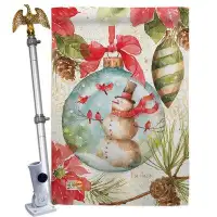 Breeze Decor Woodland Holiday - Impressions Decorative Aluminum Pole & Bracket House Flag Set HS114195-BO-02