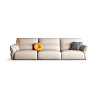 MABOLUS 110.24" Orange Genuine Leather Modular Sofa cushion couch