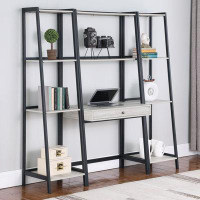 17 Stories Alamin 3-piece Ladder Desk Set Grey Stone and Black