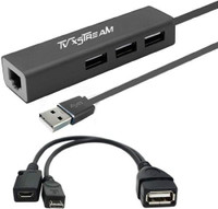 TV xStream LAN Ethernet Adapter with 3 USB Port Hub for TV Streaming Devices - Stick 2nd Gen, 3rd Gen 4K Firestick, Plus