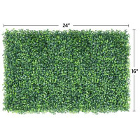 Primrue 12PCS 24? X 16? Artificial Boxwood Hedge Panel Plastic Greenery For Indoor & Outdoor