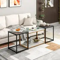 Mercer41 Mercer41 Set Of 3 Nesting Table Modern Coffee Side Sofa Table Faux Marble Top Living Room
