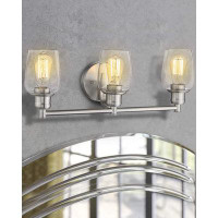 Breakwater Bay 3-Light Brushed Nickel Vanity Light, Bathroom Light Fixture With Clear Glass Shade