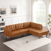 Trent Austin Design Peart 102" Wide Genuine Leather Sofa & Chaise