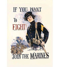 Buyenlarge If You Want to Fight! Join the Marines by Howard Chandler Christy Vintage Advertisement