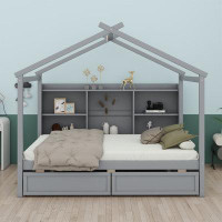 Harper Orchard Full Size House Bed With Storage Shelves And Drawers