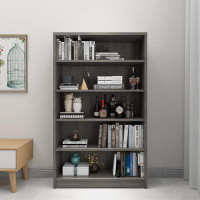 Latitude Run® 5-Shelf Wood Bookcase Freestanding Display Bookshelf For Home Office School (Black,11.6" Depth*33" Width*5