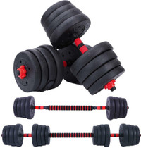 NEW 110 LBS 2 IN 1 DUMBELL & BARBELL EXERCISE SET DXYL02
