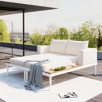 Modern Luxe Furniture 55.02'' Wide Outdoor Rectangle Patio Daybed with Cushions