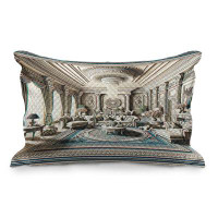 Ambesonne Ambesonne Classic Quilted Pillowcase Ritzy Room Posh Scene Print, Coconut and Sea Blue