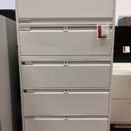 Teknion 5 Drawer Lateral Filing Cabinet – Full Pull Handles – White in Desks in Hamilton