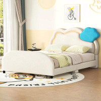 Winston Porter Full Size Upholstered Platform Bed with Cloud-Shaped Headboard