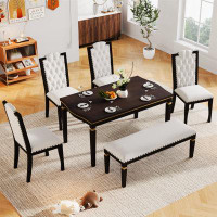 House of Hampton 6-Piece Dining Table Sets, 4 Dining Chairs with Nailhead Trim, 2-Person Bench
