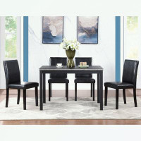 Winston Porter 5 piece Wooden Dining Rectangular Table set with 4 chairs
