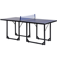 6X3FT COMPACT MIDSIZE TABLE TENNIS TABLE MULTI-USE FAMILY PING-PONG TABLE FREE STANDING FOLDING BLUE