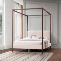 Ivy Bronx Pelican Canopy Platform Bed - Pearl White - Queen