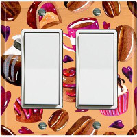WorldAcc Metal Light Switch Plate Outlet Cover (Coffee Beans Candy Treat Orange - Double Rocker)
