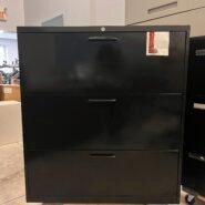 Teknion 3 Drawer Lateral Filing Cabinet with Handles – Black in Desks in Peterborough Area