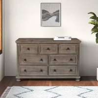 Canora Grey 7 Drawer Wooden Dresser With Bun Feet And Moulded Details, Brown