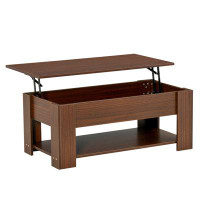 Ebern Designs 39" Lift Top Coffee Table with Hidden Storage Compartment and Open Shelf, Pop Up Coffee Table