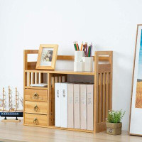 Maydear Maydear Bamboo Desktop Bookshelf Counter with 3 Drawers