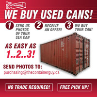 WE BUY USED SEA CANS! Send us your photos, and we'll make you an offer!